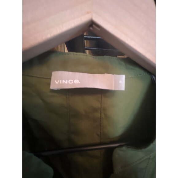 VINCE Back Cutout Cotton Green Utility Dress Sz Small Women - Picture 7 of 7